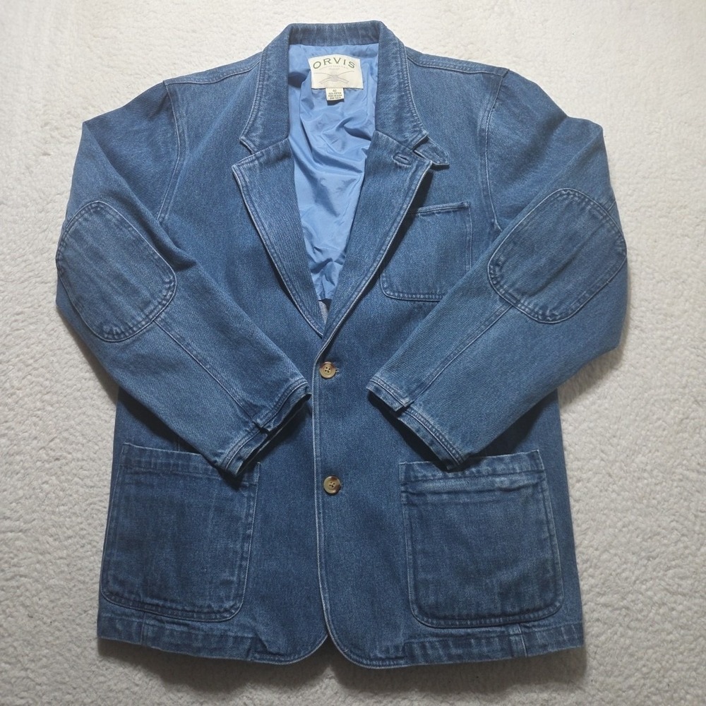 Vintage Orvis Chore Jacket Men's Size 42 XL Barn Utility Coat Denim Padded Elbow